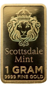 1 Gram Gold Bars - Scottsdale Mint .9999 Gold Bullion 