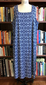 FRESH PRODUCE Light & Dark BLUE Print Jersey Tank Dress Plus Size 3X Sleeveless