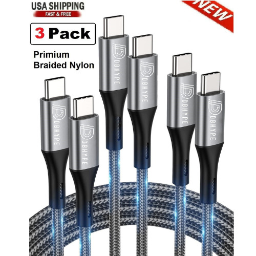 3-Pack Braided USB C  to Type-C Fast Charging Data SYNC Charger Cable 3/6/10FT