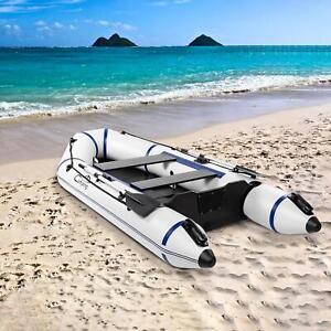 10ft Inflatable Boat Dinghy Tender Pontoon Rescue & Dive Boat Fishing Boat White