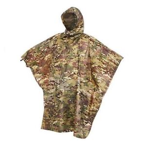 Camouflage Rain Poncho Hooded Waterproof Camo Raincoat with Military-camo