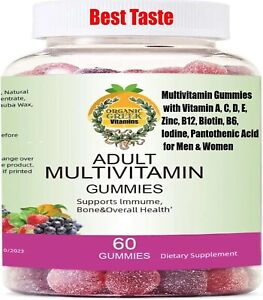 Organic Greek Multivitamin Gummies with Vitamin A, C, D, E, Zinc, B12, Biotin