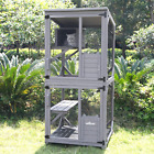 Cat Catio Outdoor Cat House Wooden Large Enclosure with Run on Wheels 70.9