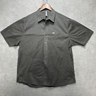 RVCA Button Up Shirt Short Sleeve Gray w/ Pocket & Stitching on Back Mens XL