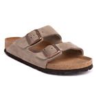 birkenstock arizona taupe suede leather women’s casual sandal flats “narrow”