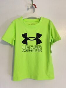 Boys Under Armour Tee Shirt - Neon Green - Size 4 PLEASE READ