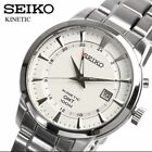 SEIKO Kinetic GMT SUN029P1 Stainless Steel White 100m Date 5M85 100m Date Silver