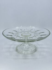 New Listing1950s Vintage Cake Stand w/ circular bubble thumbprint pattern pedestal 9.5