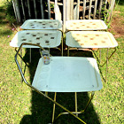 Mid Century Modern Rolling Cart TV Tray Tables Set of 4 with Server  Gold Flex