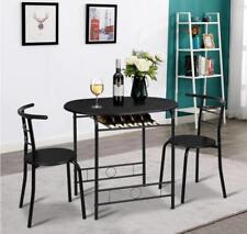 3-Piece Dining Table Set Wooden Metal Bar Table and 2 Chairs Set Kitchen Home