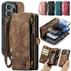 Zipper Leather Wallet Detachable Cover Case For iPhone 15 14 Pro Max 13 12 11 78