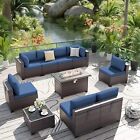 New ListingOutdoor Furniture Set 7pc Brown And Blue