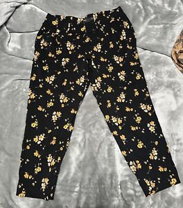 Torrid black and yellow floral challis tapered pants Size 1