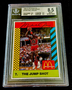 MICHAEL JORDAN RARE 1990 MCDONALDS THE JUMP SHOT #7 CHICAGO BULLS BGS 8.5