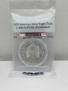 2021 $1 American Silver Eagle Type 1 First Strike PCGS MS 70 Flag Label
