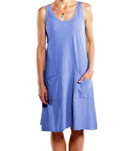 FRESH PRODUCE Medium PERI BLUE DRAPE Cotton Jersey Tank POCKETS Dress $65 NWT M