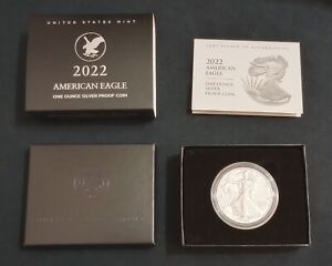 2022-S SILVER EAGLE PROOF COIN in ORIGINAL GOVERNMENT PACKAGING w/COA