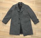 LAKELAND Herringbone Overcoat Men's SIZE 42 Gray Made In USA Wool