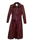 VTG Suburban Heritage Womens Size 10 Long Belted LEATHER Trench Coat/Jacket