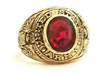 Vintage United States Army Gold Red Stone Ring Size 9 Made in USA