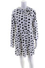 Fenini Womens Cotton Knit Spotted Print Hooded Fit & Flare Dress White Size M