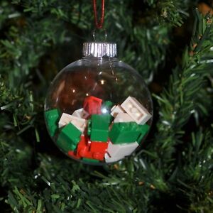New Genuine LEGO Christmas Ornament Red, Green and White Ball