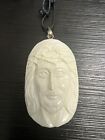 Jesus Crown Christian Sterling Silver 925 Hand Carved Bone Cow Pendant