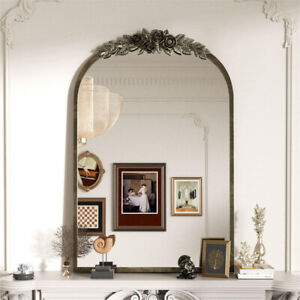 Arched Decorative Wall Mirror Gold Metal Frame Entryway Mirror Ornate Home Decor
