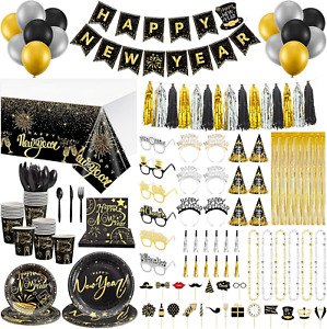 352 Pcs Happy New Year'S Eve Party Supplies 2024 Include Banner, Glasses, Hat, P