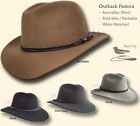 【oZtrALa】Fedora HAT Australian Wool Felt Outback Jacaru Mens Leather Band Cowboy