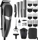 Hair Clippers for Men Pro Corded Hair Trimmer Cutting Kit with 8 Clipper Black