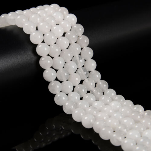 Natural White Jade Smooth Round Beads 4mm 6mm 8mm 10mm 12mm 15.5