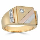 Mens Tri-Color 14k Yellow, Rose Gold Plated & 925 Silver Real Icy Pinky