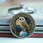 Celtic Wiccan Owl Cabochon Glass Pendant Keychain