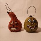?BETHANY LOWE? ANTHROMORPHIC 2 COMPOSITION HALLOWEEN PAINTED GOURD ORNAMENTS