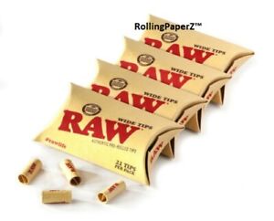 RAW Natural Unrefined Pre-Rolled WIDE Filter-Tips 4 Packs/21 count each/84 total
