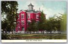 Lena Illinois~Old Public School~3 Story w/Widows Walk & Cupola~c1908 Postcard
