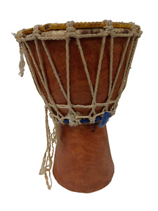 African Single Bongo Drum Vintage Musical Instrument Pedestal Style Wooden