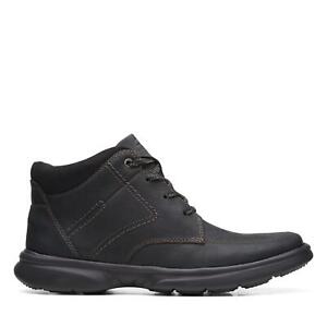 Clarks Mens Bradley Mid Black Leather Casual  Boots Shoes