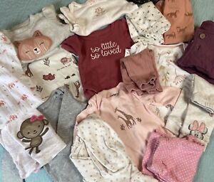 Baby Girl Clothing Lot Coat Bodysuits Tops Pants Carters 3 Months 17pieces 0 3 6