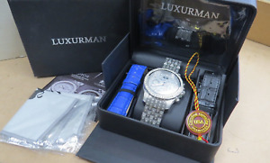 Men's Luxurman Diamond Watch Raptor 12701 Stainless Box w/2 extra bands Complete
