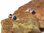 Blue Round Lapis Lazuli Sterling Silver 925 Gemstone Stud Earrings - 4 mm
