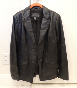 Jaclyn Smith's Classic Women’s Black Leather Jacket Size 8 Casual Blazer Smith