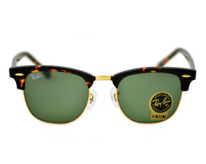 Ray-Ban Sunglasses RB3016 Clubmaster Classic Tortoise Frame Green Lenses 51mm