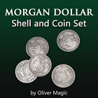 Morgan Dollar Shell and Coin Set 5 Coins + 1Head Shell +1Tail Shell Magic Tricks