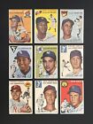 New Listing1954 Topps Vintage Baseball - 9 different, 70-year old, cards, Mid# series