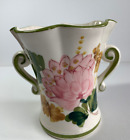 New ListingArt Pottery Vase Hand Painted in Portugal Pink Green Floral Vintage Ceramic