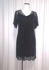 Ella Moss Party Cocktail Black Polyester Dress Short Sleeves With Slip Large EUC