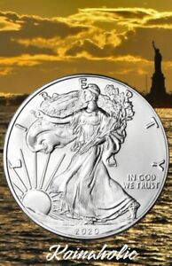 2020 $1 American Silver Eagle 1 Troy OZ .999 Fine Silver Coin BU, Low $1 Shippin