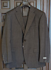 CANALI 1934 Wool Blend Brown Microcheck Suit, Size 46 R (56  EU)